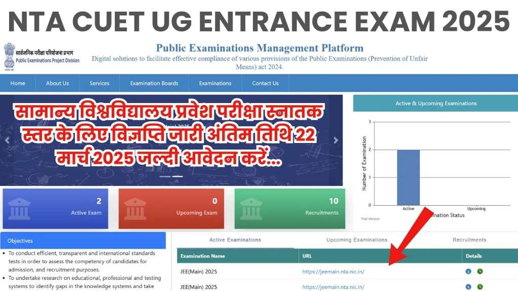 NTA CUET UG ENTRANCE EXAM 2025: सामान्य विश्वविद्यालय प्रवेश परीक्षा स्नातक स्तर के लिए विज्ञप्ति जारी अंतिम तिथि 22 मार्च 2025 जल्दी आवेदन करें